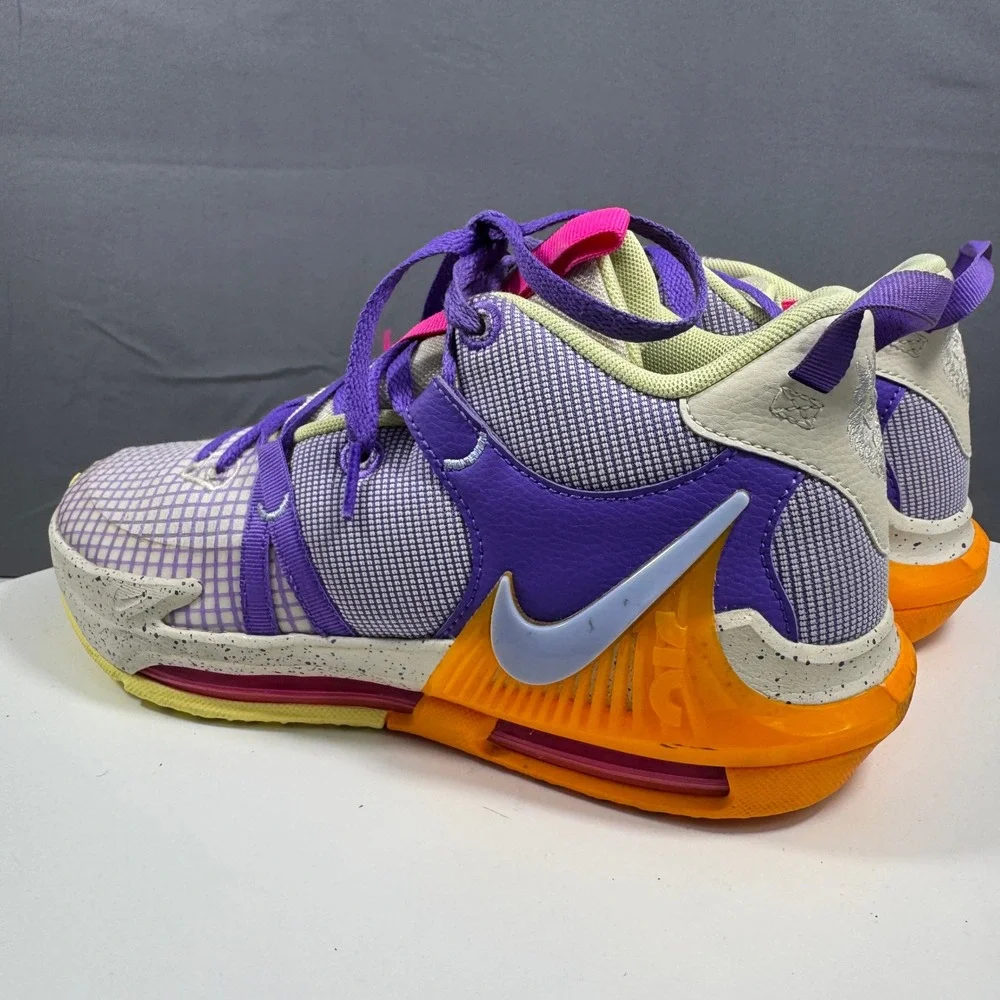 Nike LeBron 19 Low Kids 6.5Y Purple Orange DQ8650-101 Basketball Sneakers
